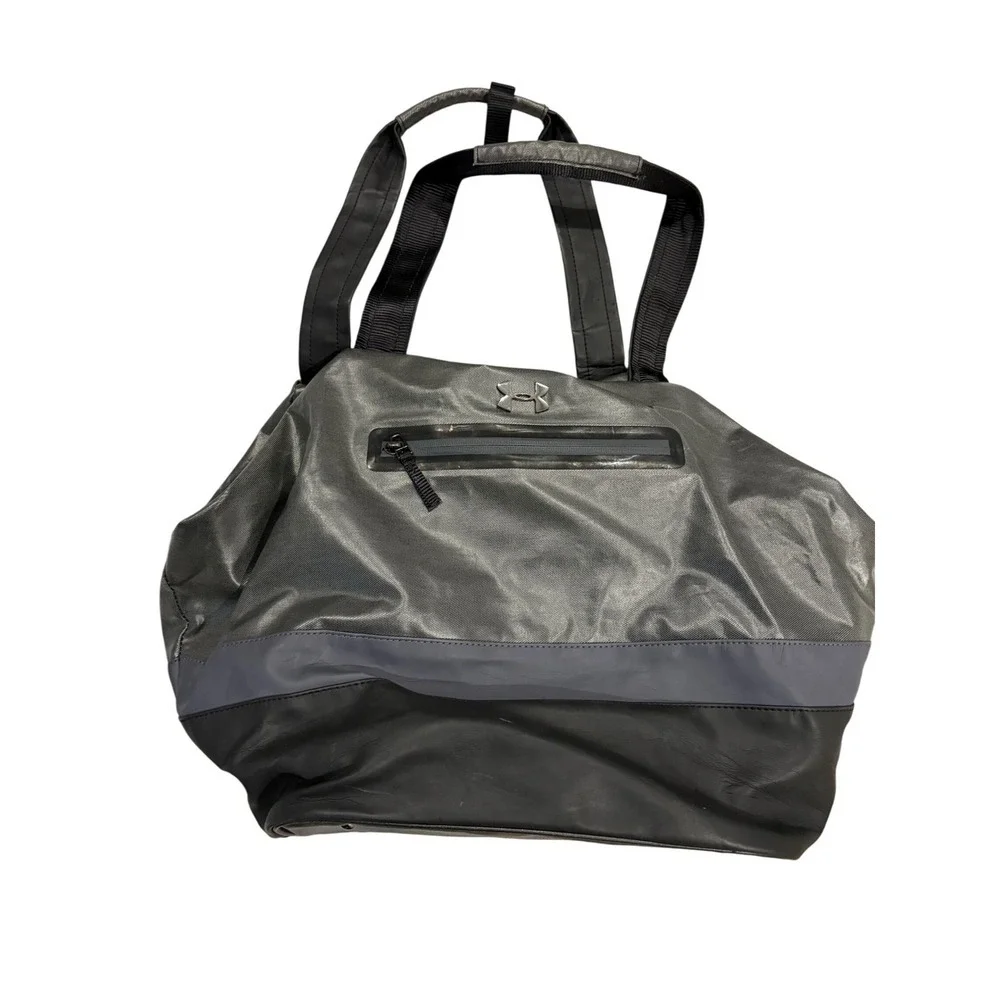 Under Armour Gray Black Tote Bag Gym Travel Carry On Bag Duffle - Picture 6 of 9